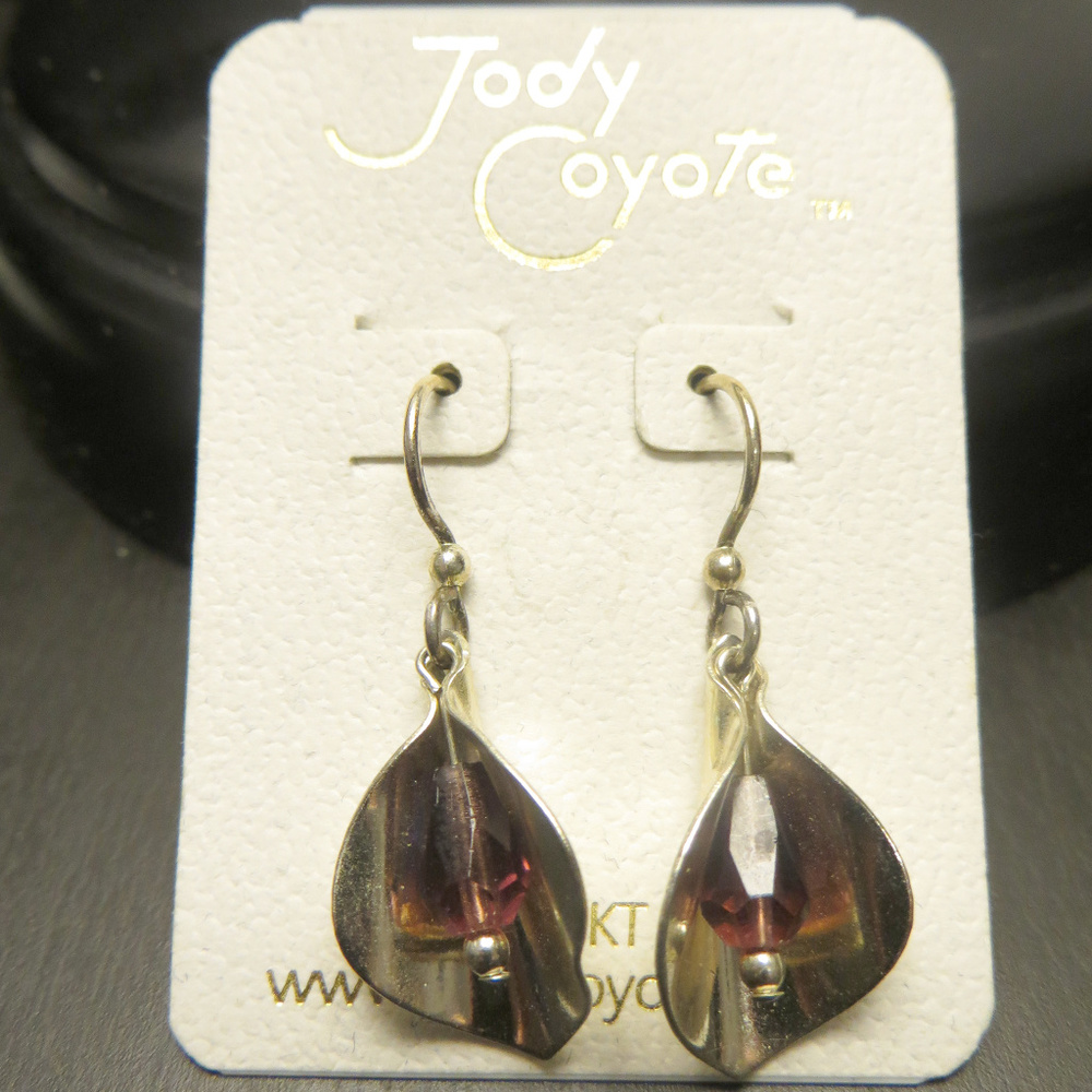 Silvertone Jody Coyote Tulip Earrings